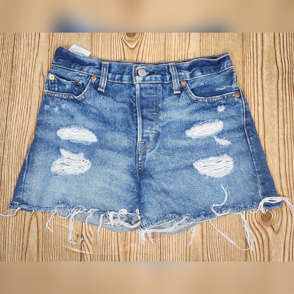 Levi's Distressed Blue Denim Jean Shorts